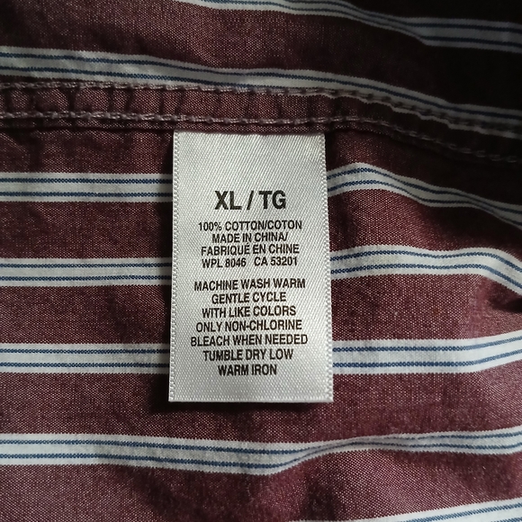 Aeropostale 1987 Long Sleeve Mens Shirt Size XL/TG Color Maroon White Stripe - Picture 9 of 9
